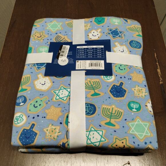 Target NEW Men's Size Large Blue Hanukkah Jewish Holiday 2 Piece Pajama Set - Picture 2 of 5